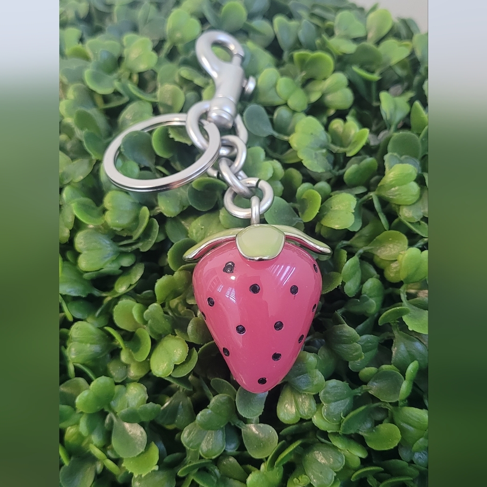 Strawberry Keychain with Silver Accents